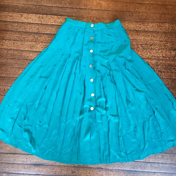 Vintage Anne Klein II Teal Maxi Skirt - Picture 1 of 7